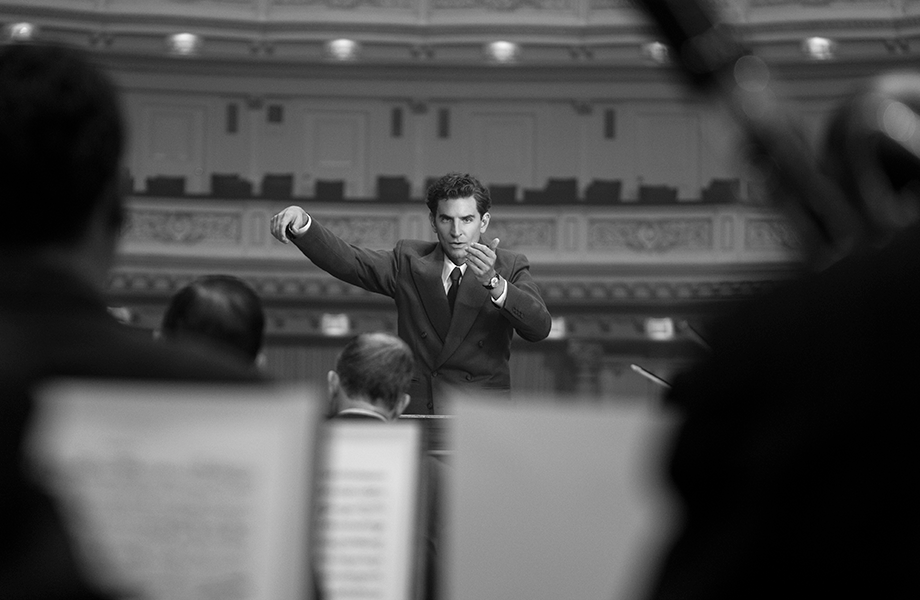 Bradley Cooper as Leonard Bernstein (photograph by Jason McDonald/Netflix).